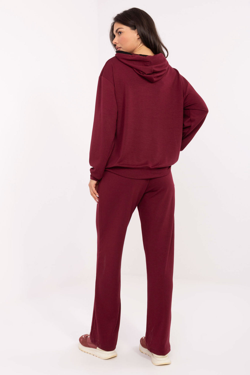 Relevance Burgundy High Waisted Long Sleeve Co-Ord Set - view 3