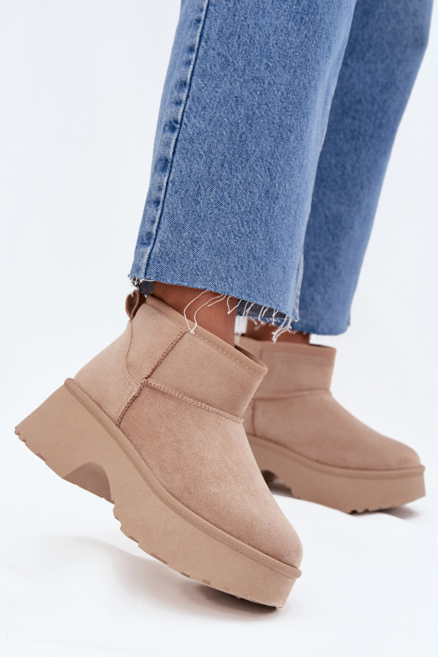 Step In Style Mavelle Khaki Faux Suede Platform Snow Boots