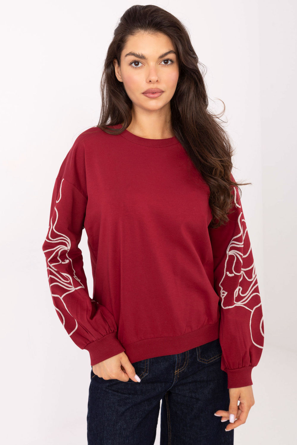 Relevance Burgundy Long Sleeve Cotton Sweatshirt