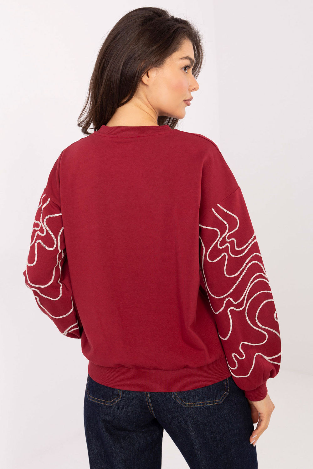 Relevance Burgundy Long Sleeve Cotton Sweatshirt - view 3