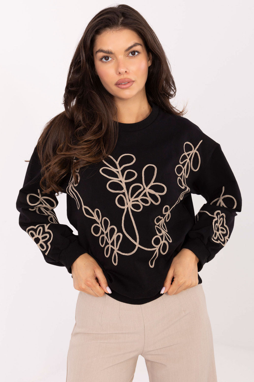 Relevance Black Long Sleeve Cotton Sweatshirt