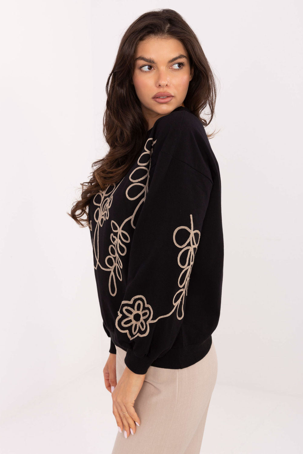 Relevance Black Long Sleeve Cotton Sweatshirt - view 2