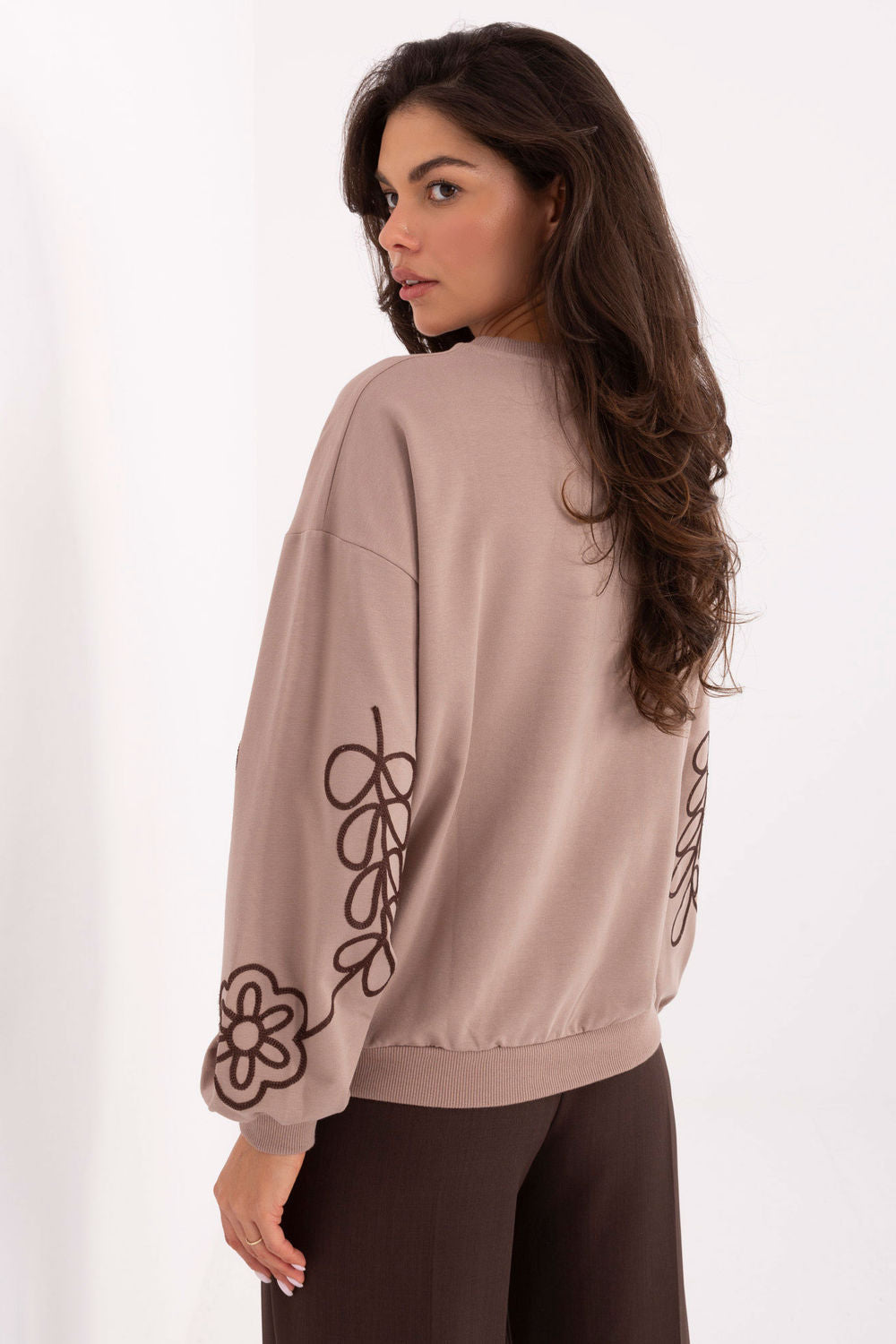Relevance Dark Beige Long Sleeve Cotton Sweatshirt - view 3