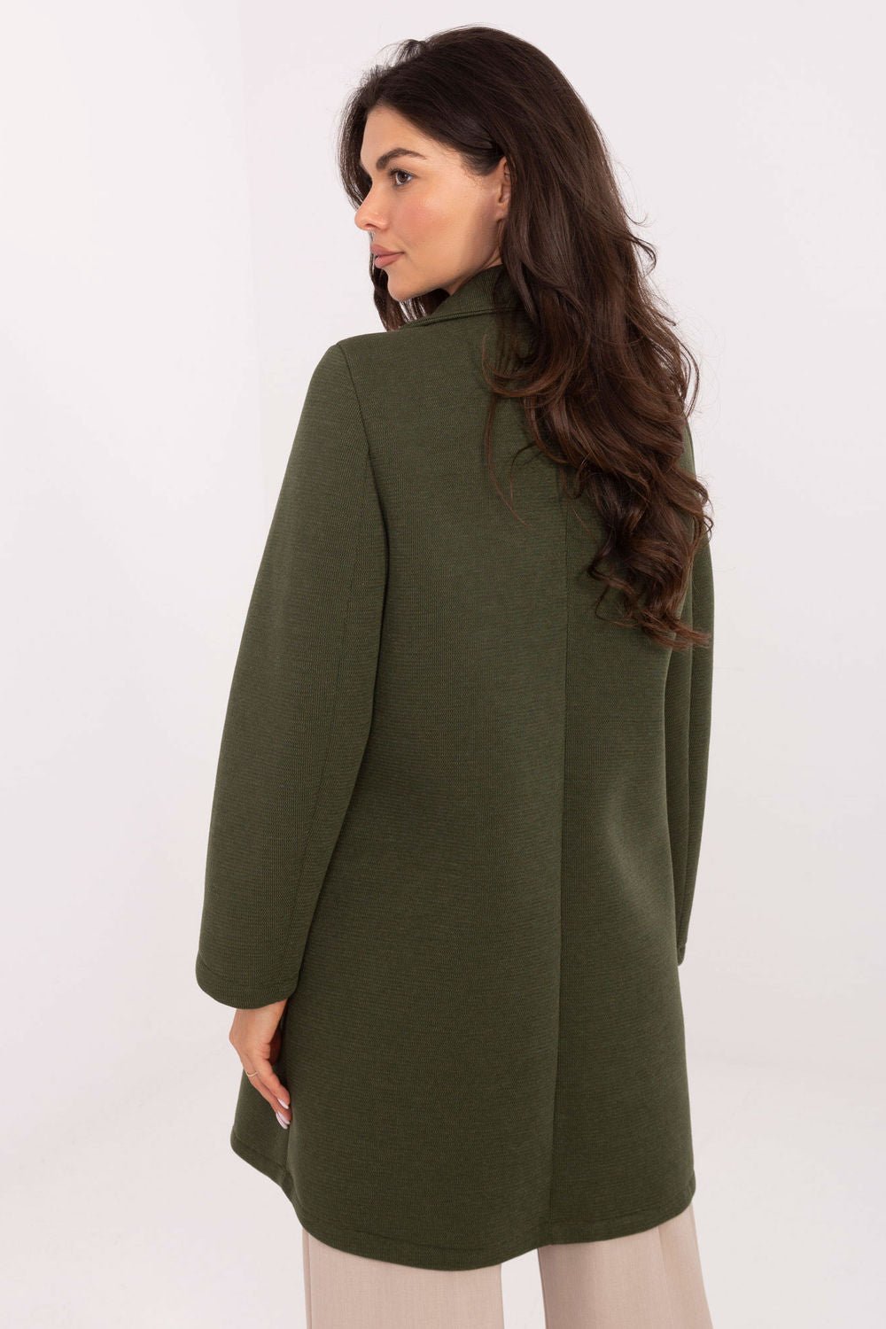 Rue Paris Khaki Polyester Long Sleeve Coat - view 3