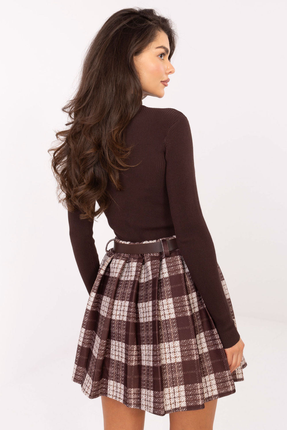 Rue Paris Brown Pleated Mini Skirt - view 3