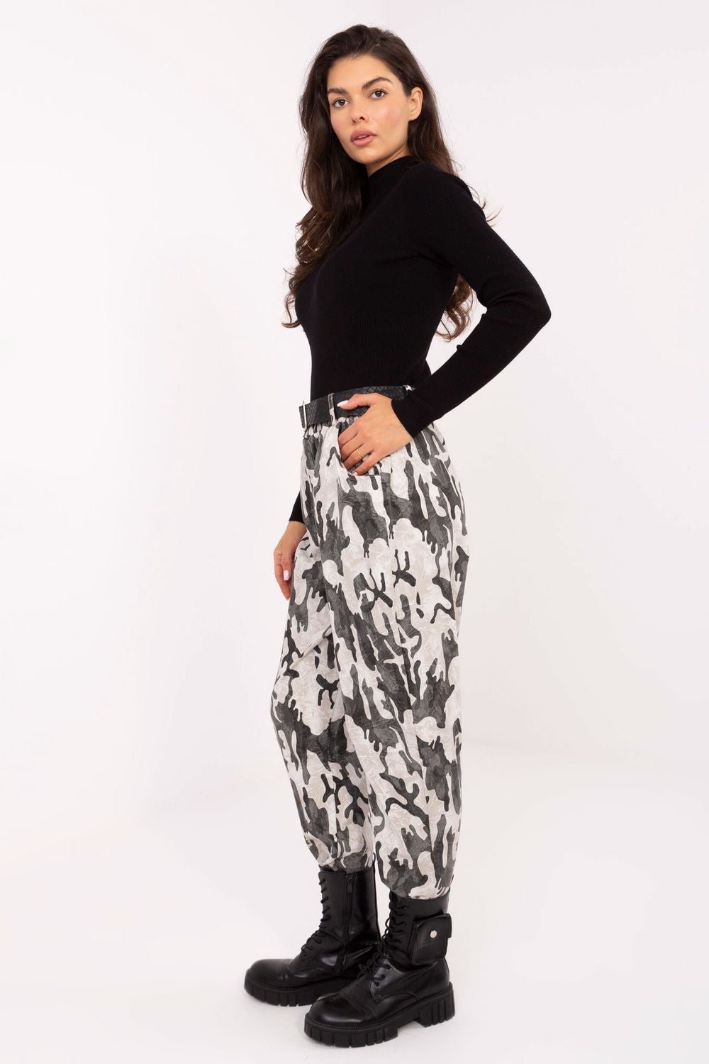 Italy Moda Light Beige High Waisted Trousers - view 2