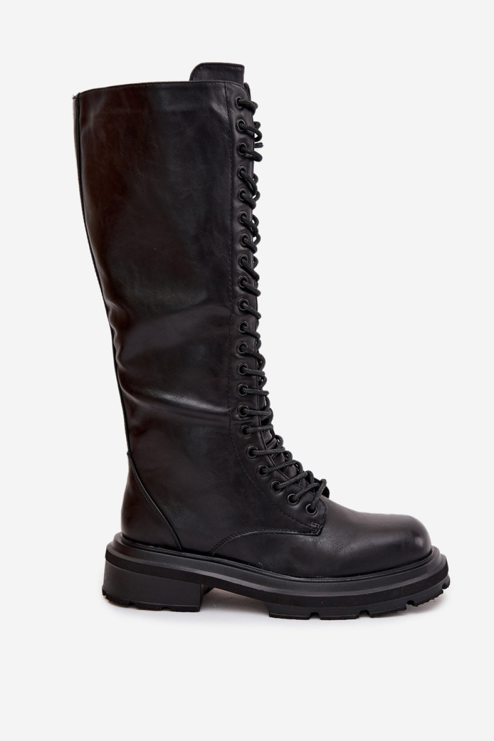 Step In Style Selvina Black Faux Leather Platform Over The Knee Boots