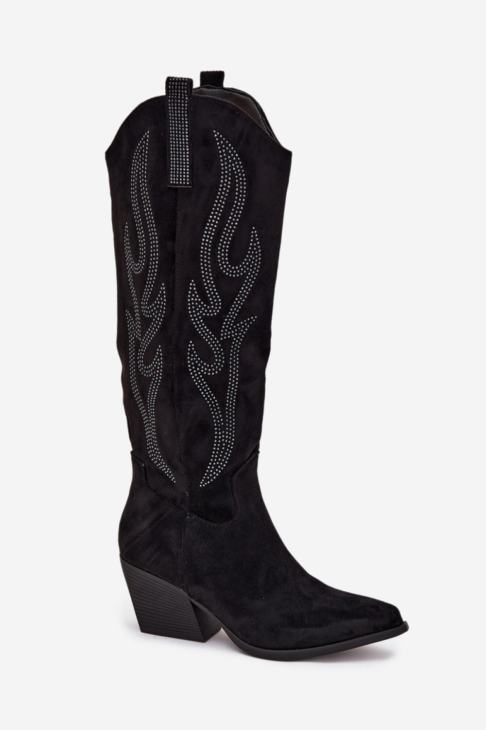 Step In Style Jovina Black Faux Suede Heeled Ankle Boots - view 2
