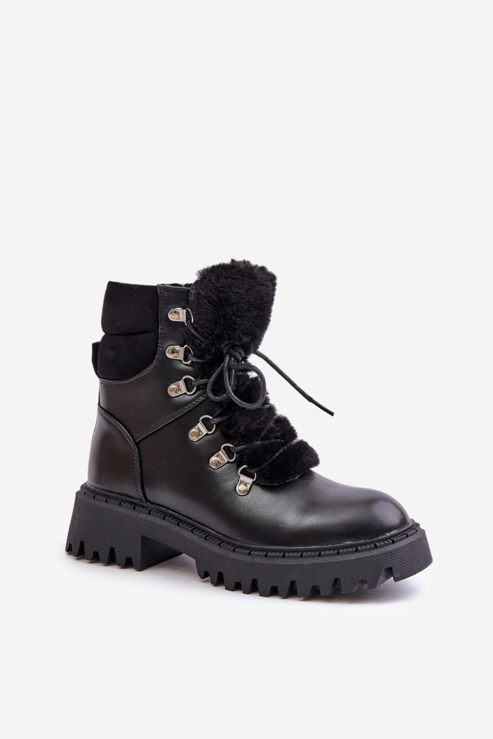 Step In Style Willatta Black Faux Leather Lace Up Hiking Style Boots - view 2