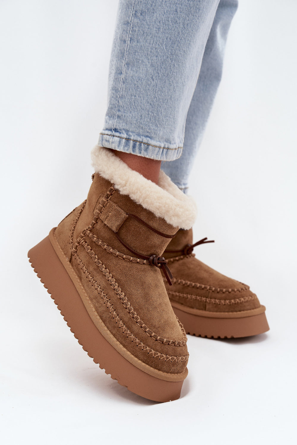 Step In Style Camel Suede Platform Snow Boots