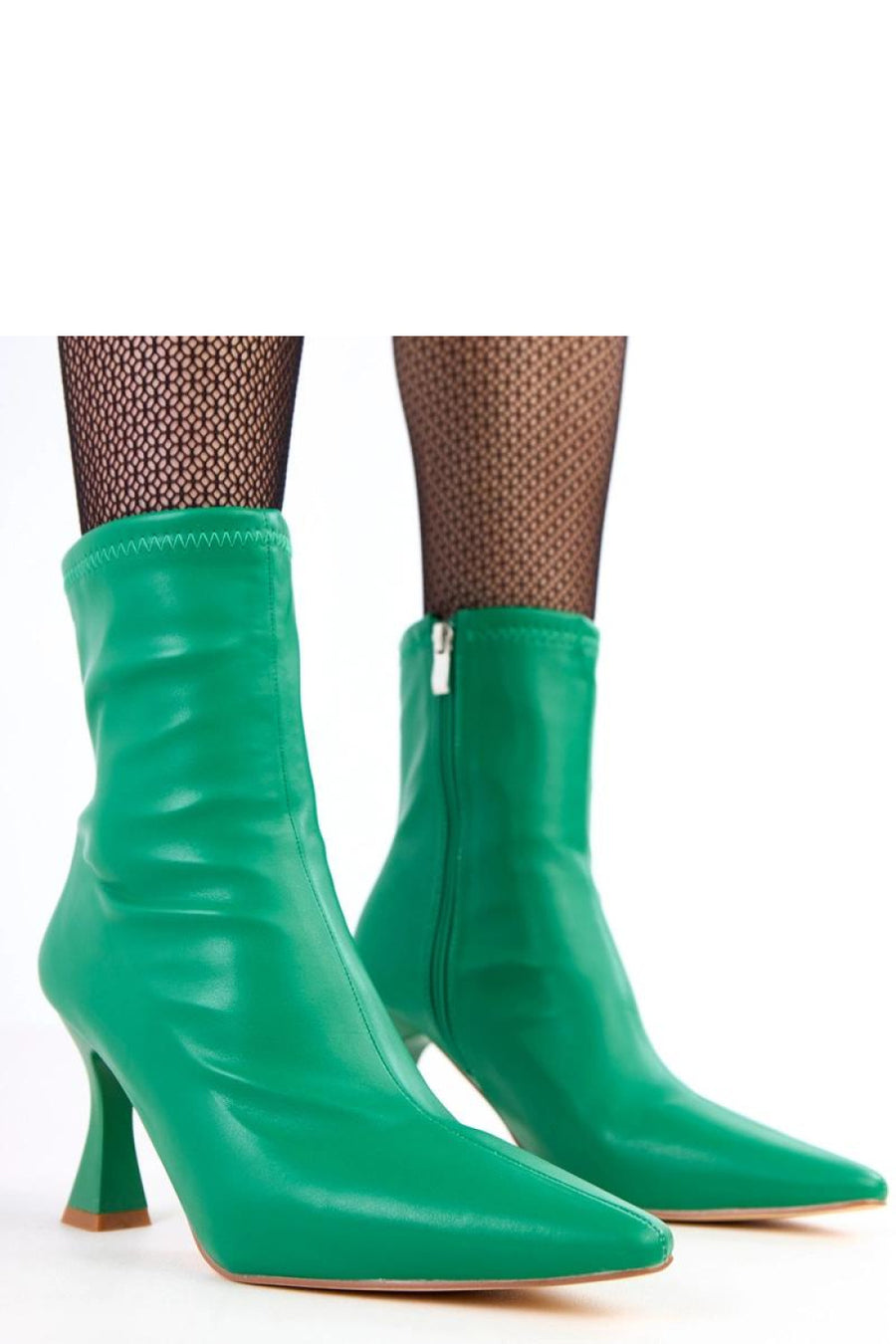 Solea Fatira Green Faux Leather Heeled Ankle Boots