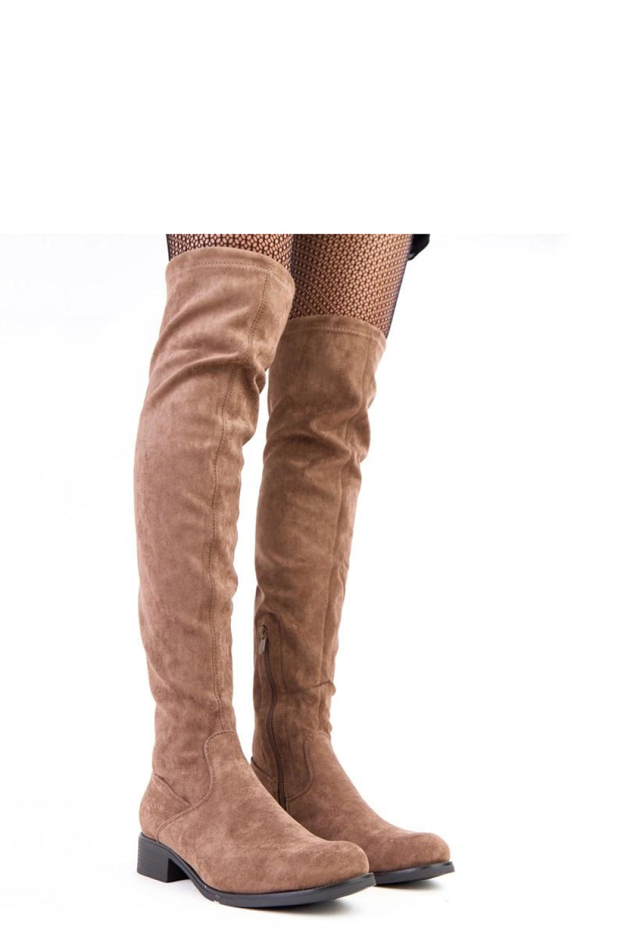 Solea Heloren Beige Faux Leather Warm Lined Over The Knee Boots