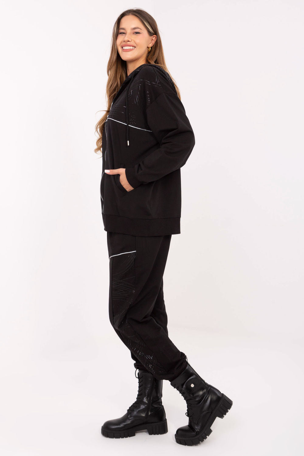 Relevance Black High Waisted Cotton Co-Ord Set - view 2