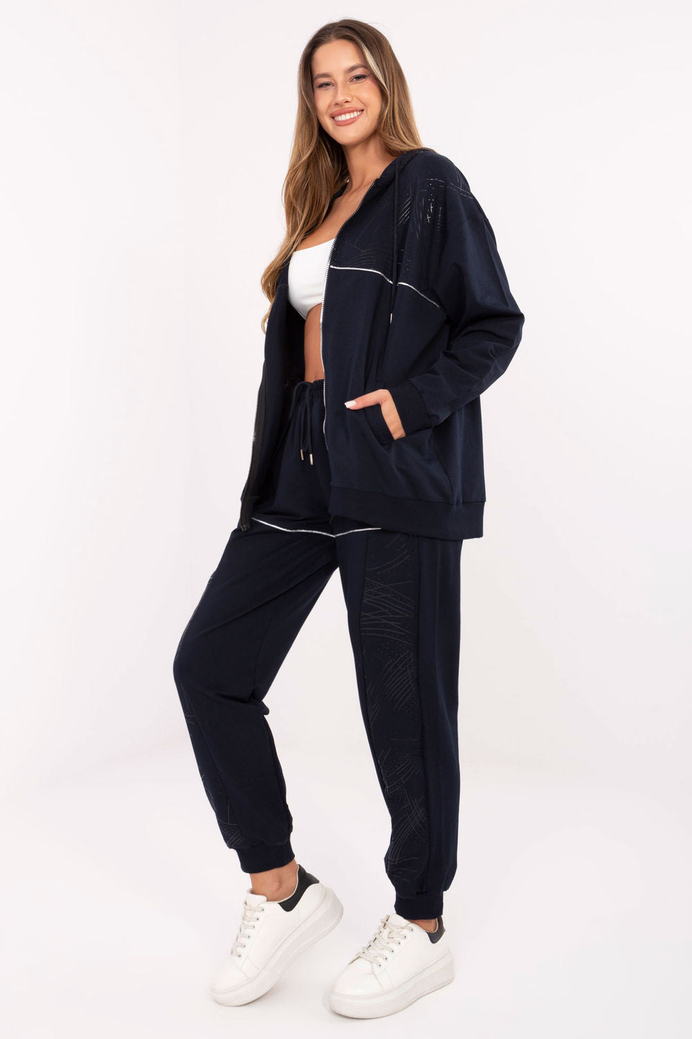 Relevance Navy High Waisted Cotton Co-Ord Set - view 2