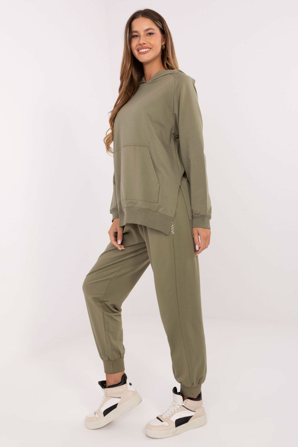Relevance Khaki Oversized Hooded Sweatshirt - view 4