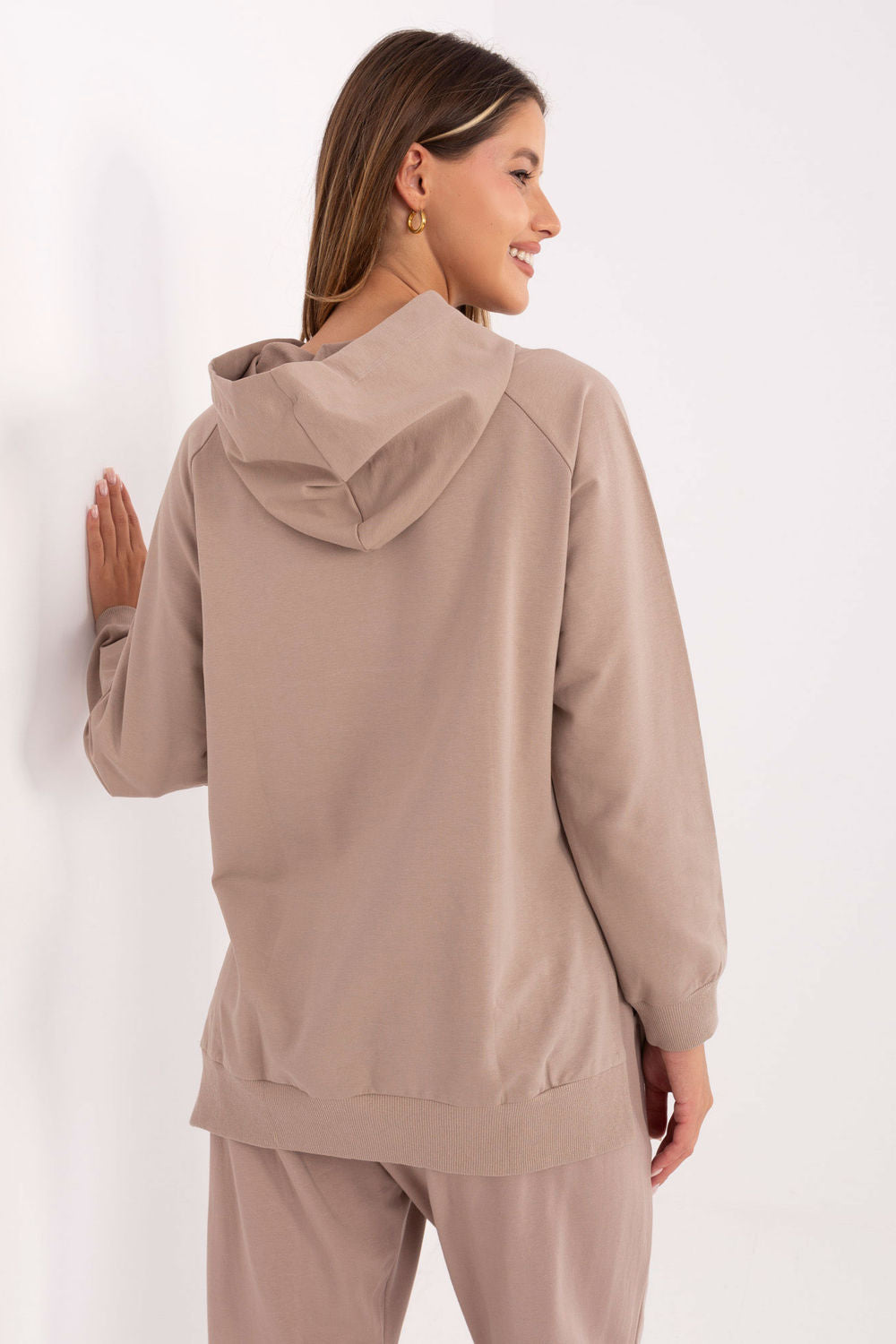 Relevance Dark Beige Oversized Hooded Sweatshirt - view 3