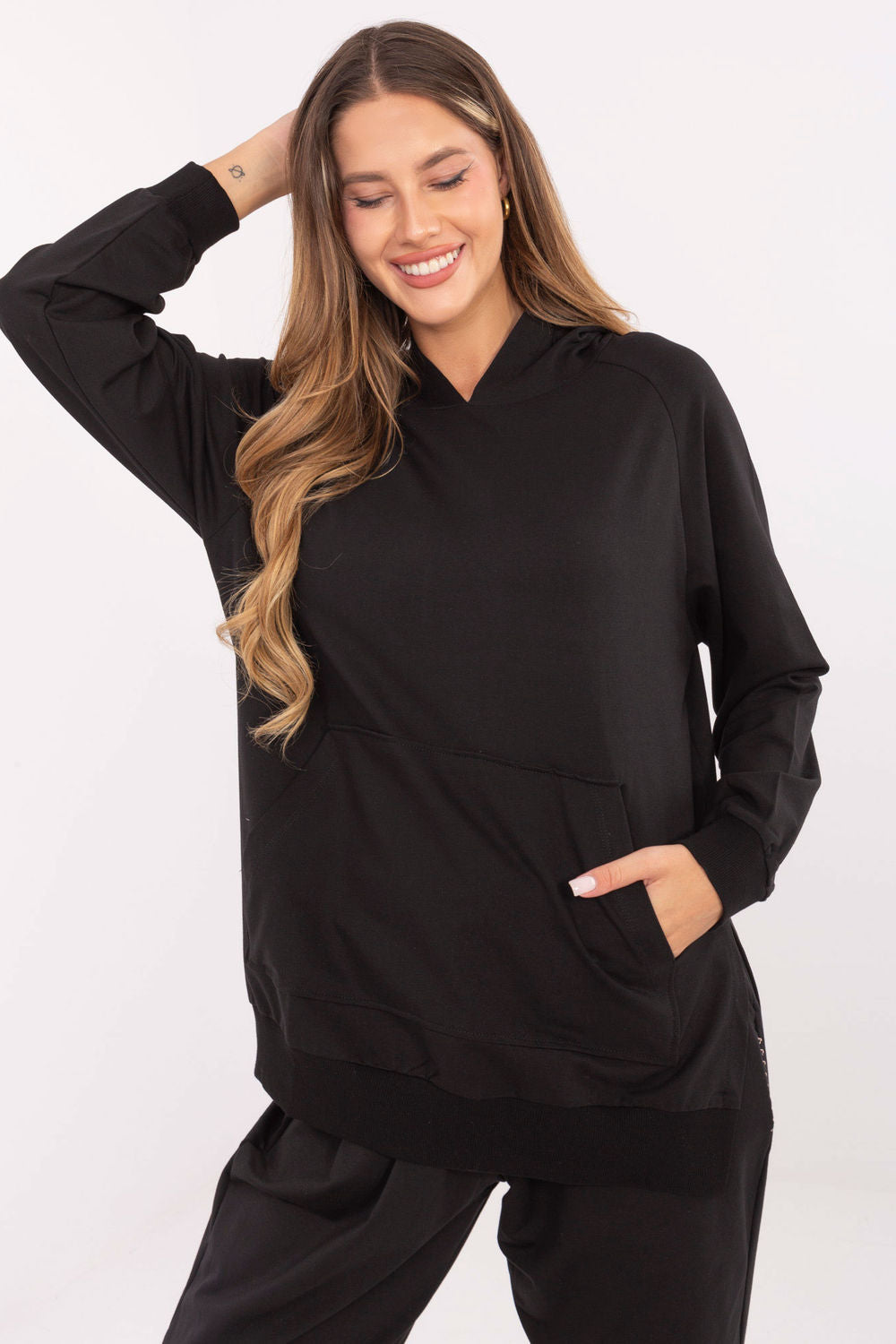 Relevance Black Oversized Hooded Sweatshirt