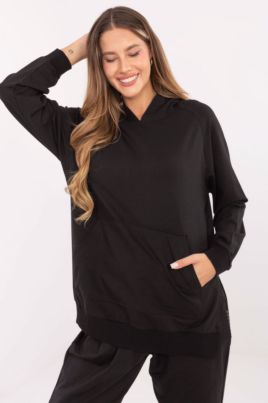 Relevance Black Oversized Hooded Sweatshirt