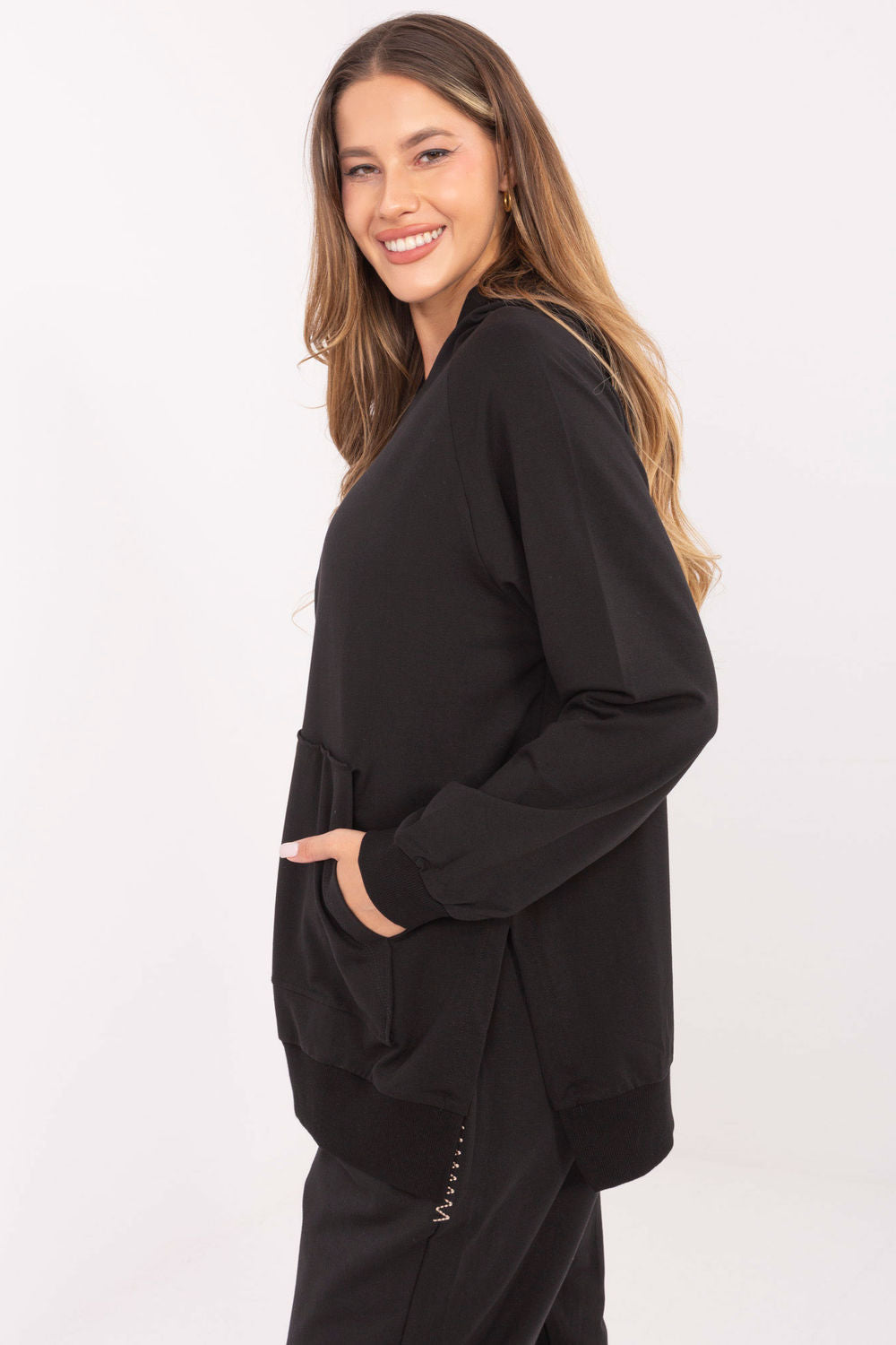 Relevance Black Oversized Hooded Sweatshirt - view 2