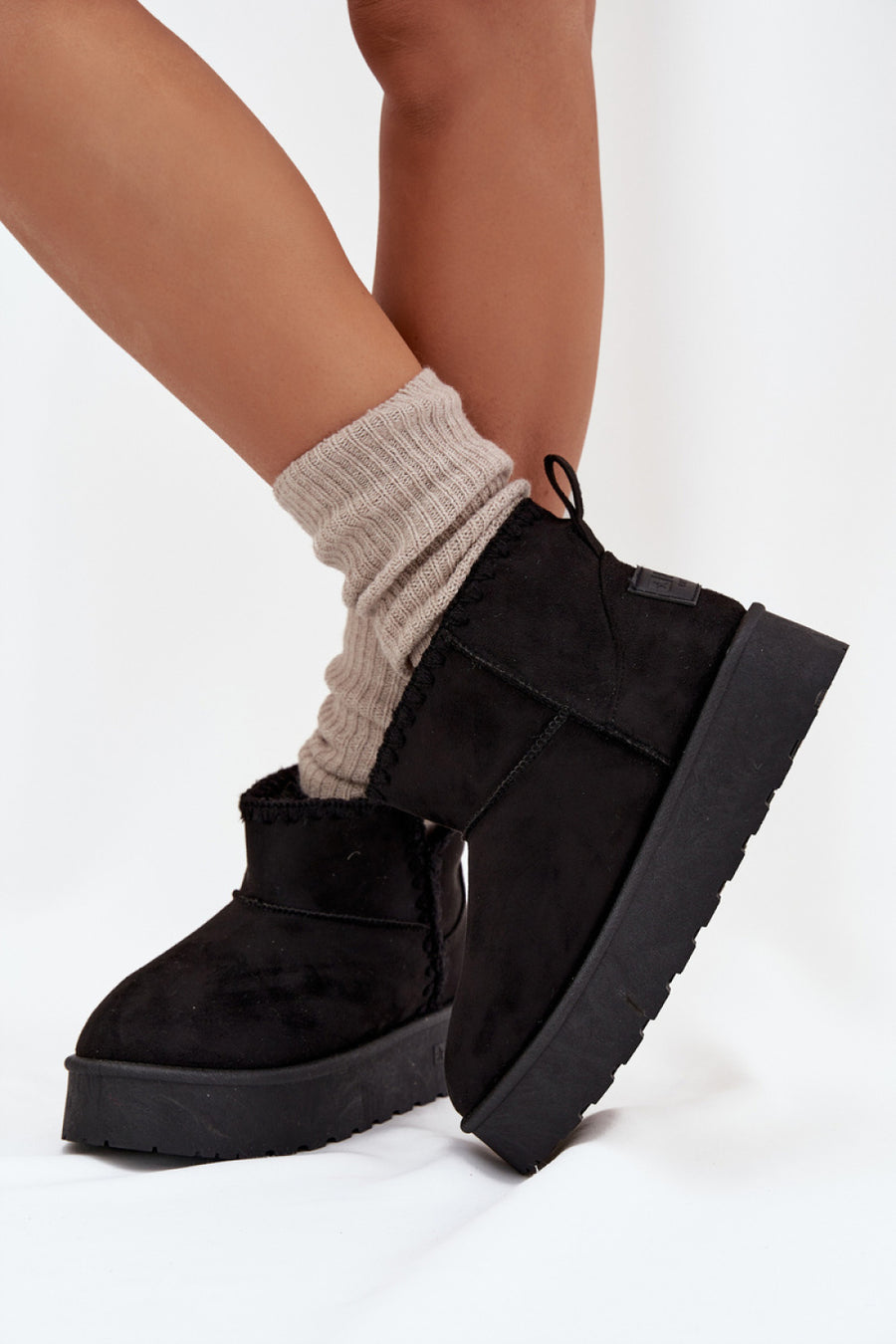 Step In Style Black Faux Suede Warm Lined Snow Boots