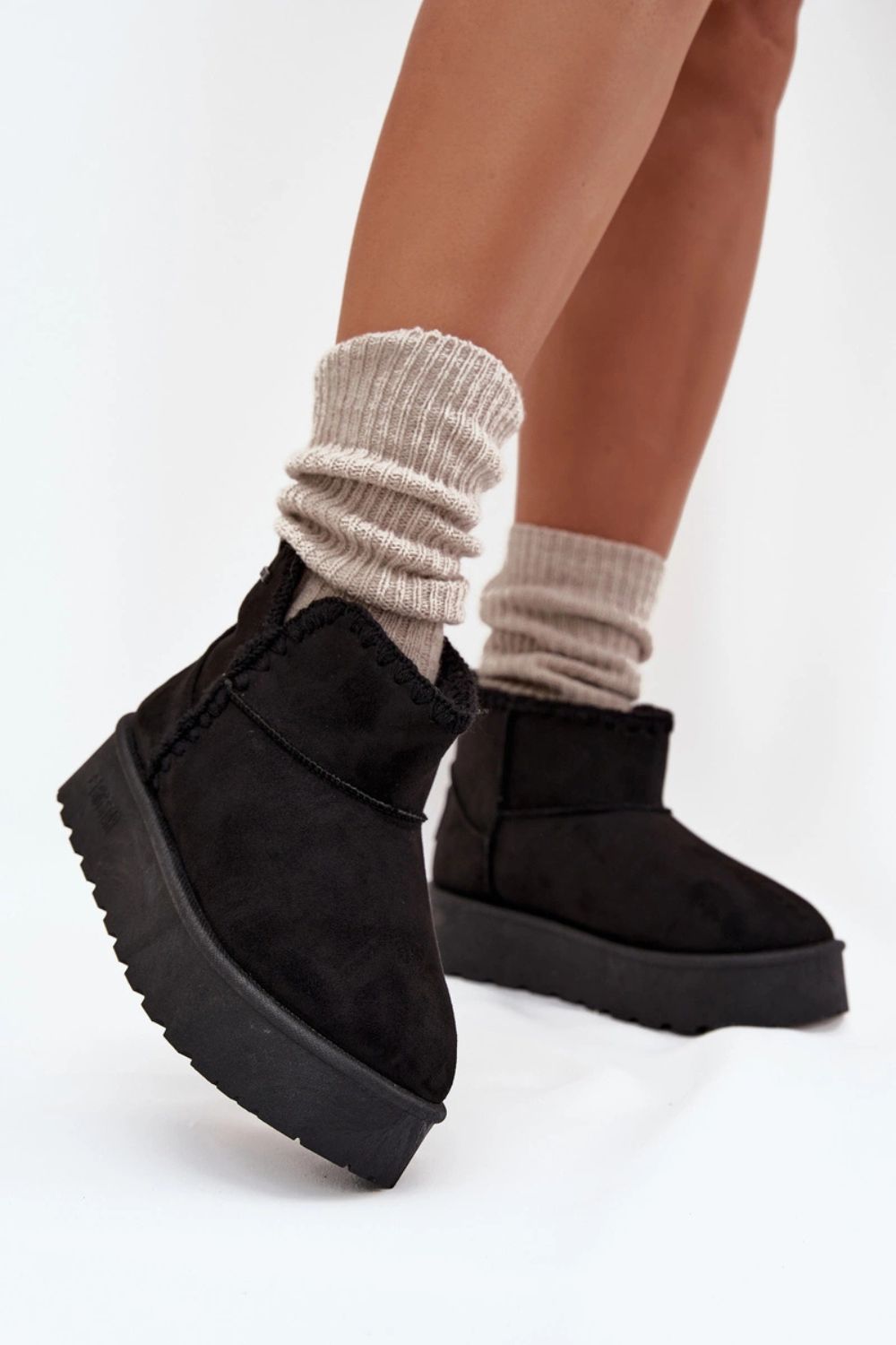 Step In Style Black Faux Suede Warm Lined Snow Boots - view 3