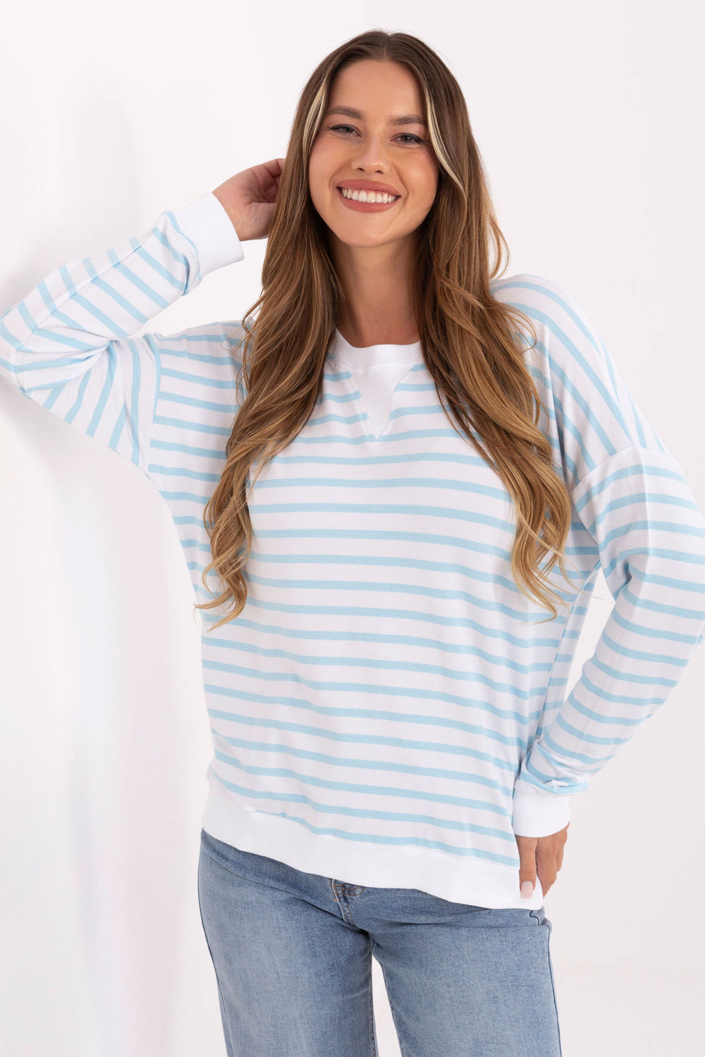 Relevance Blue Striped Oversized Blouse