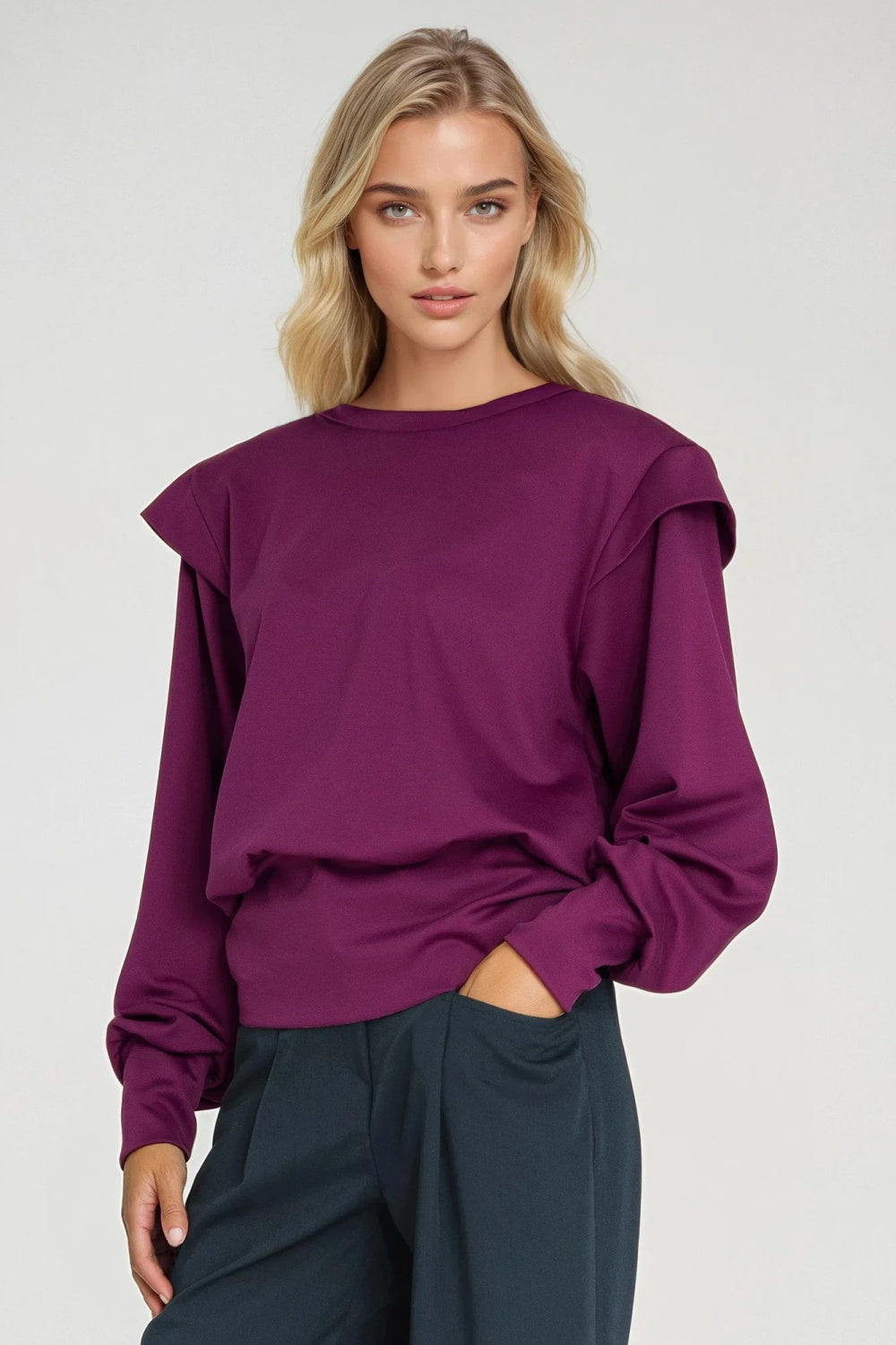 Nife Bluza Purple Oversized Long Sleeve Sweatshirt