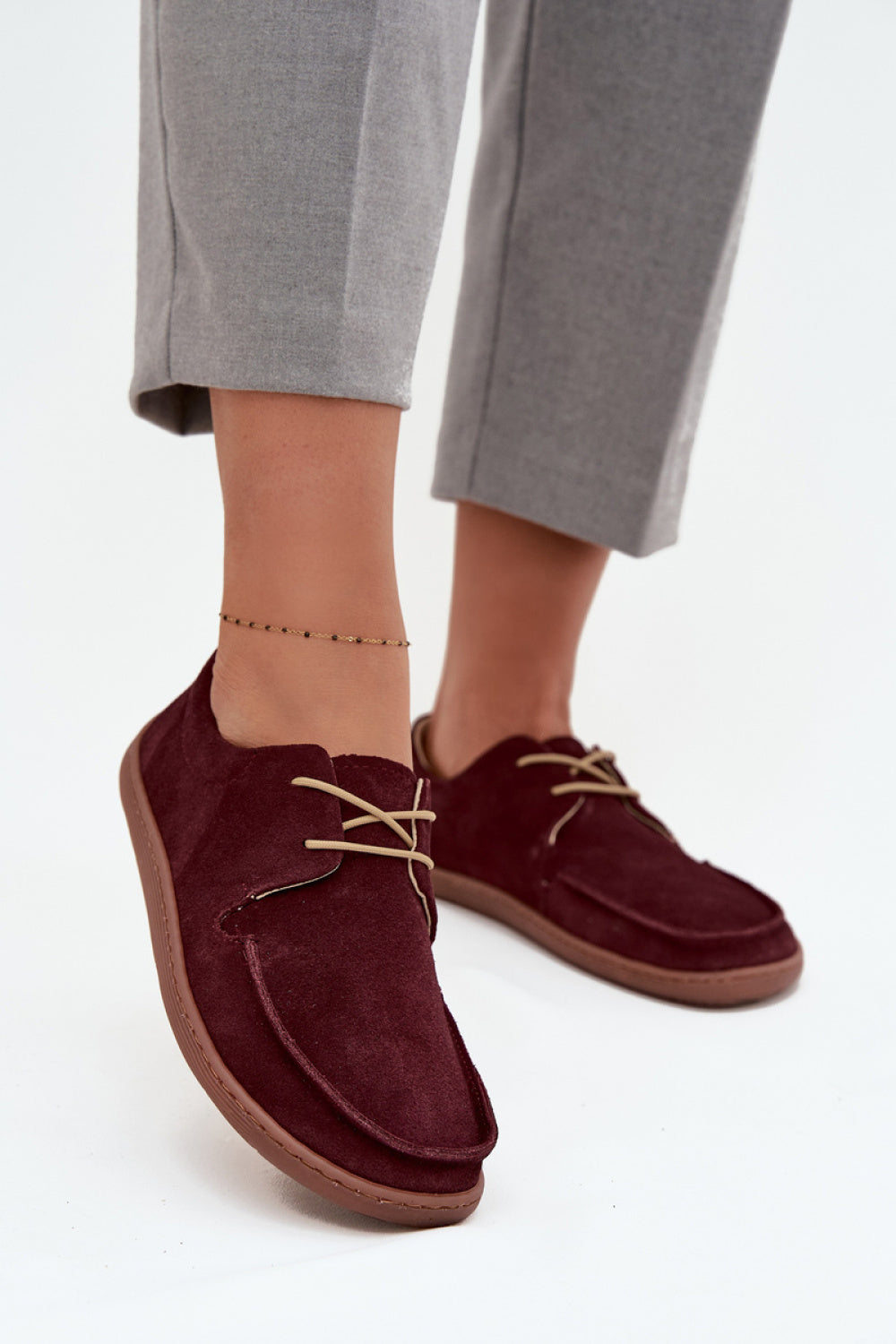 Step In Style Zazoo Burgundy Suede Barefoot Shoes