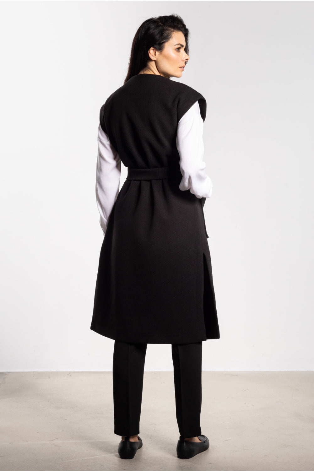 Awama Black Polyester Gilet - view 2