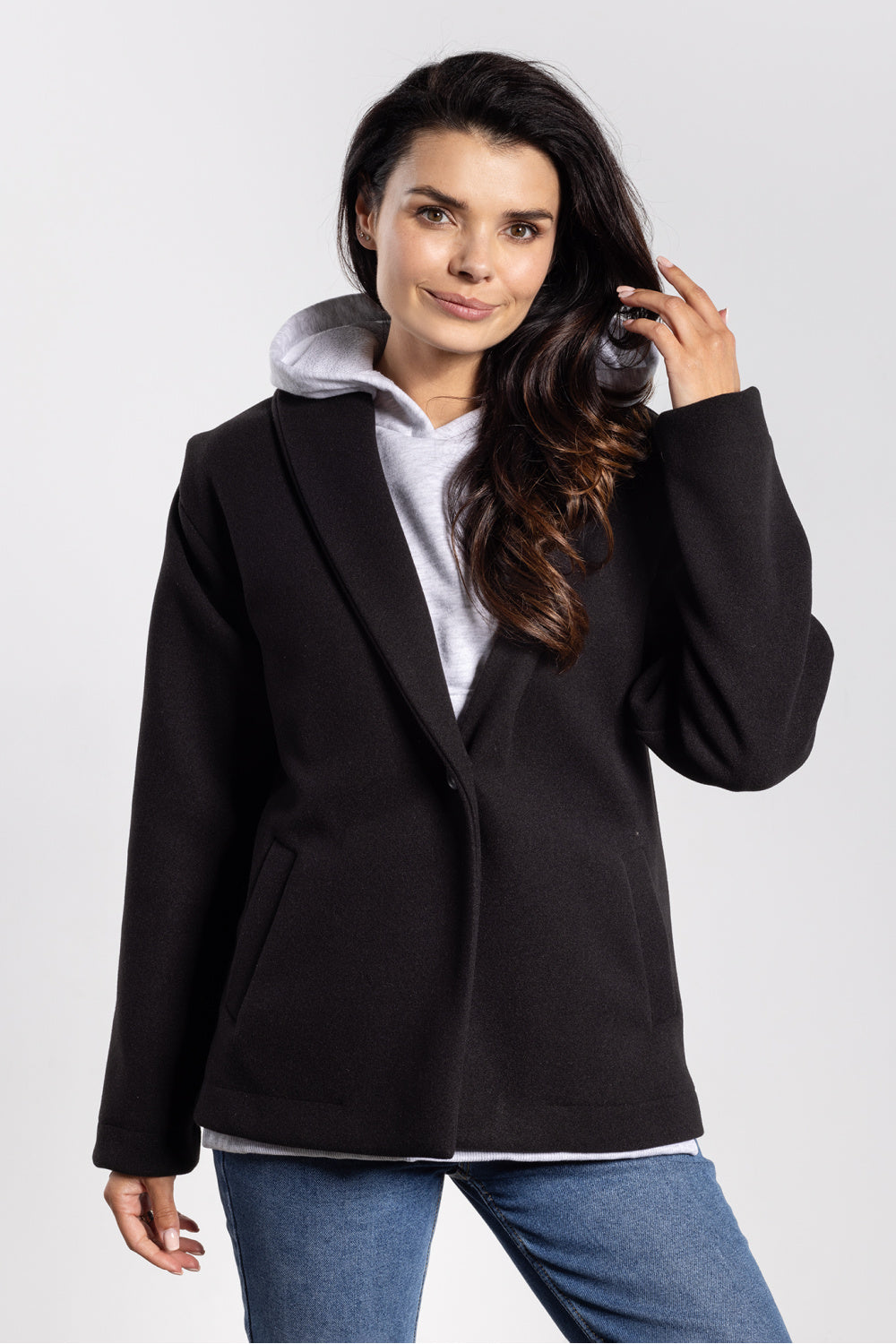 Awama Black Collared Jacket