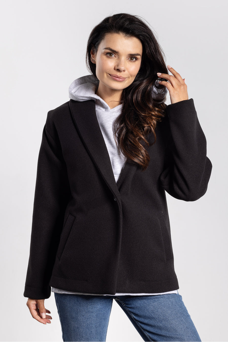 Awama Black Collared Jacket