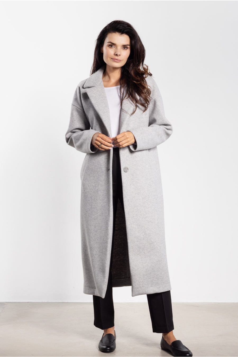 Awama Grey Midi Coat