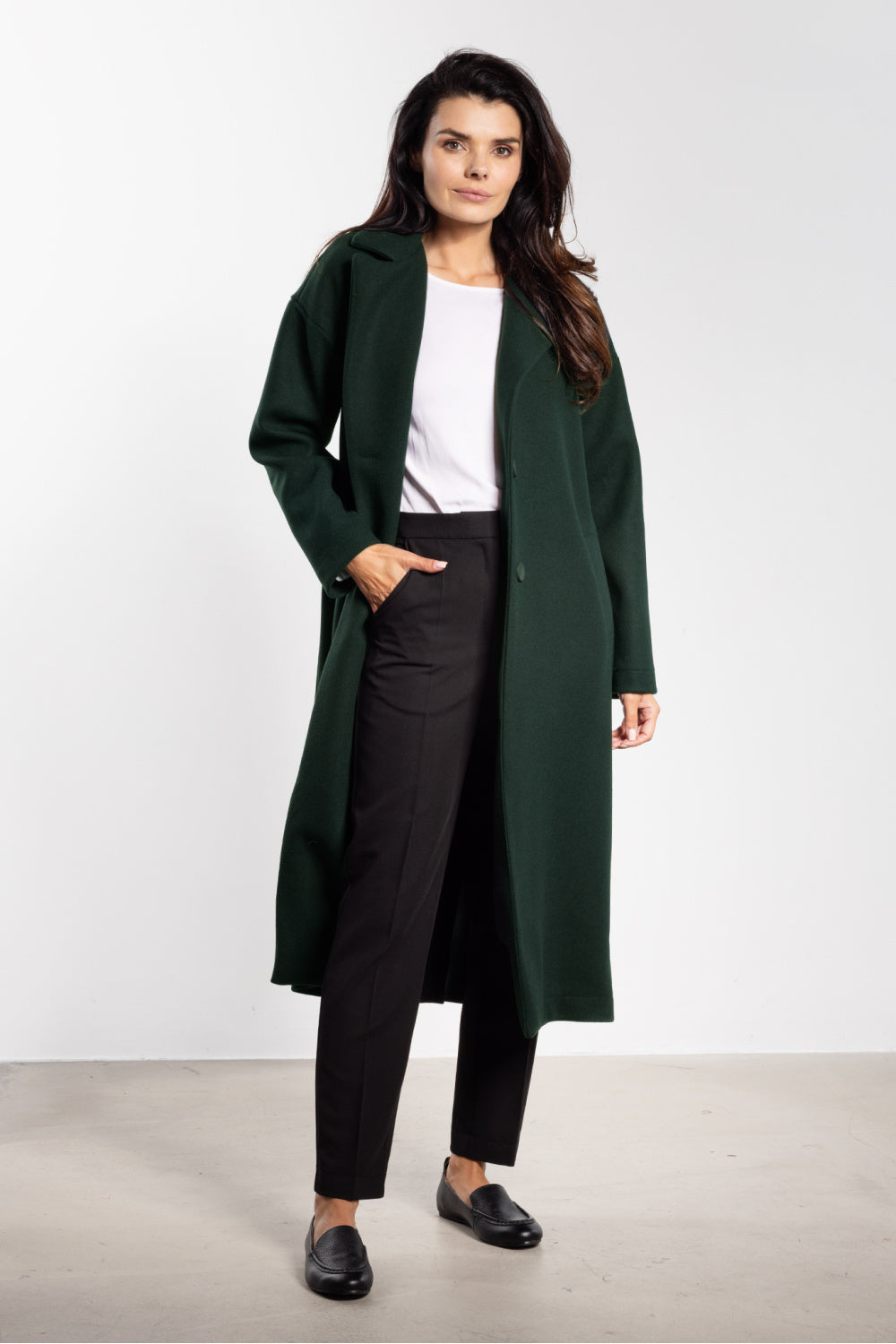Awama Bottle Green Midi Coat - view 2