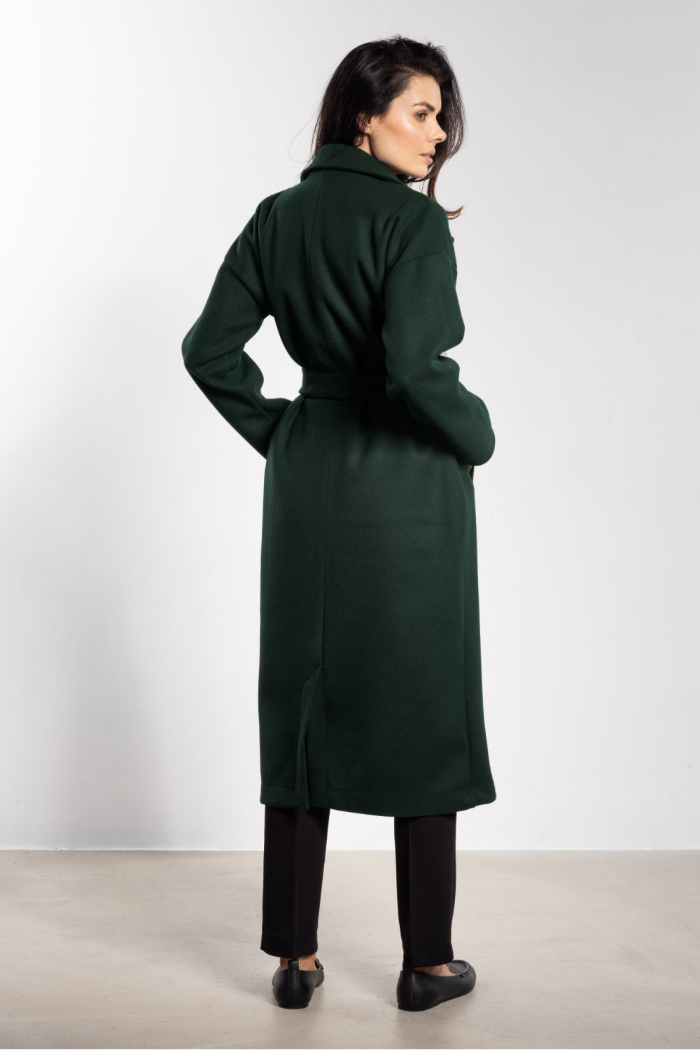 Awama Bottle Green Midi Coat - view 3