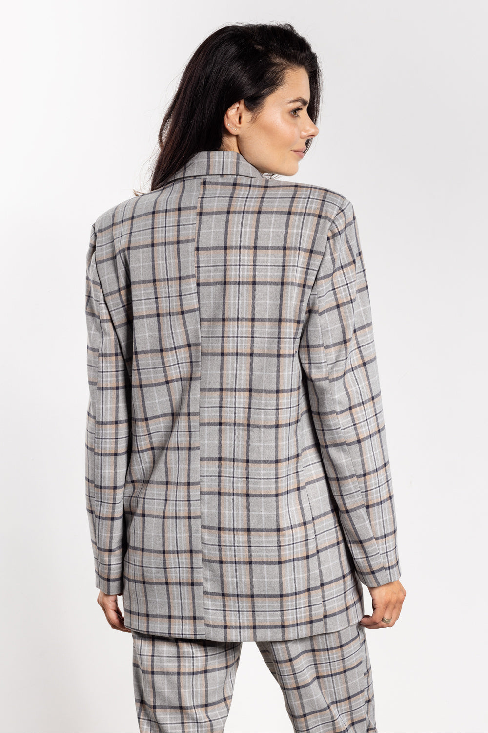 Awama Grey Collared Oversized Jacket - view 2