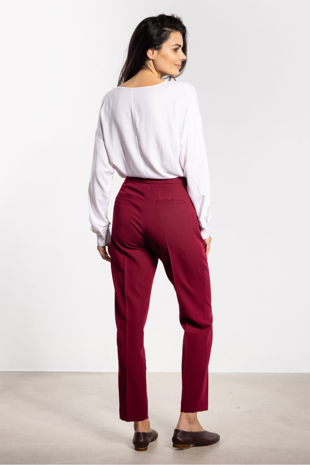 Awama Claret High Waisted Maxi Trousers - view 3