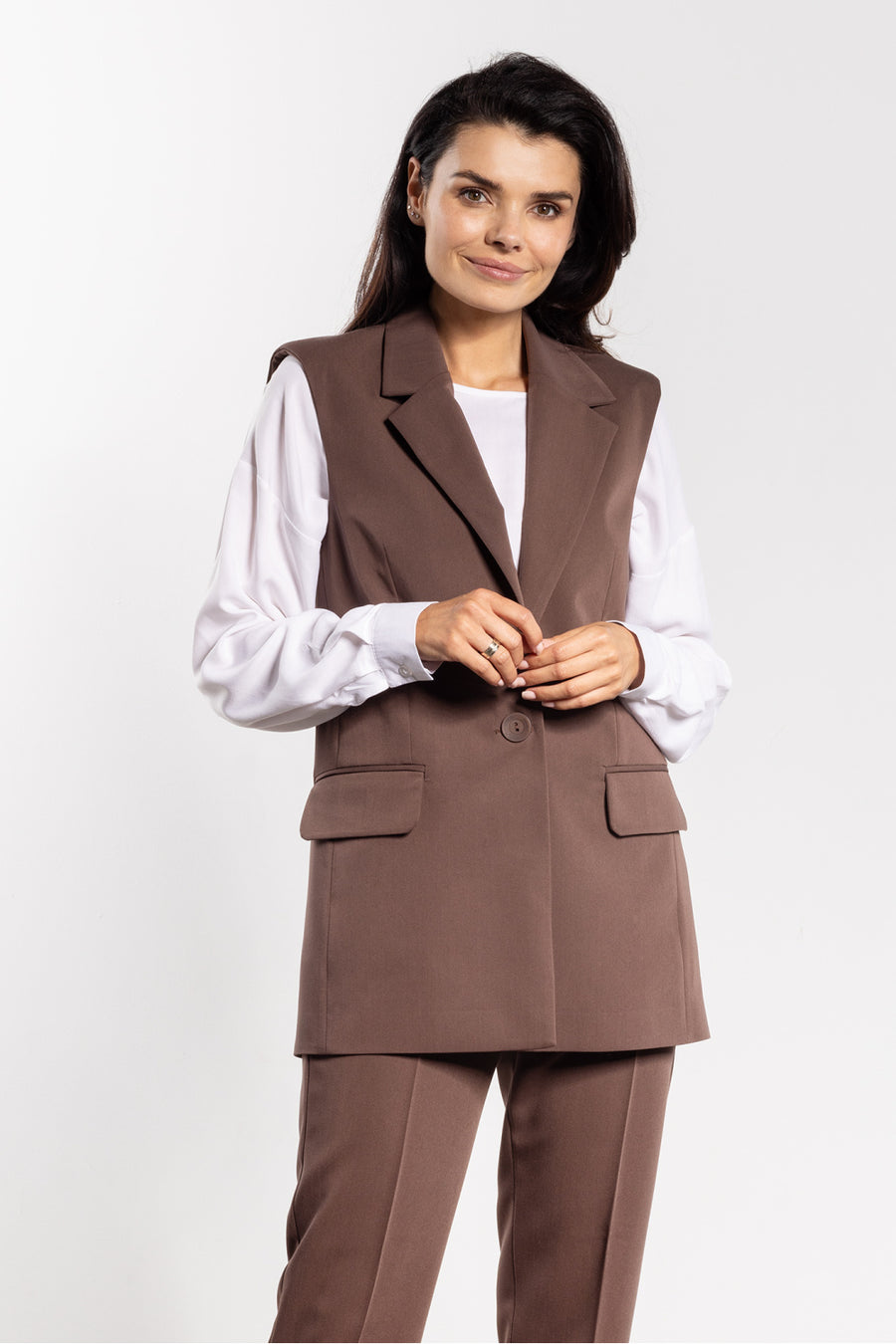 Awama Chocolate Polyester Gilet