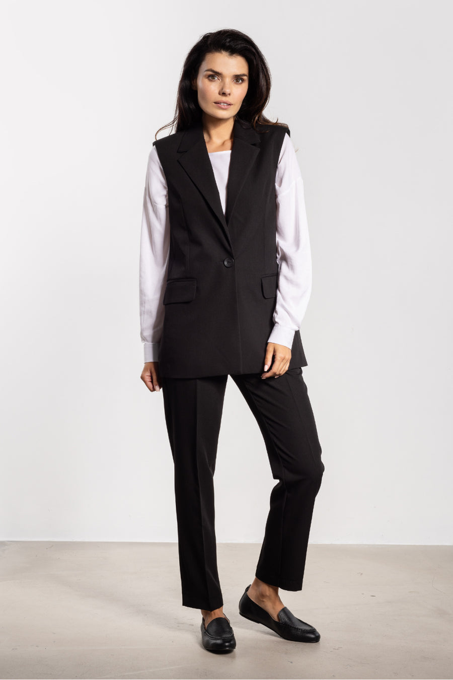 Awama Black Gilet with Pockets