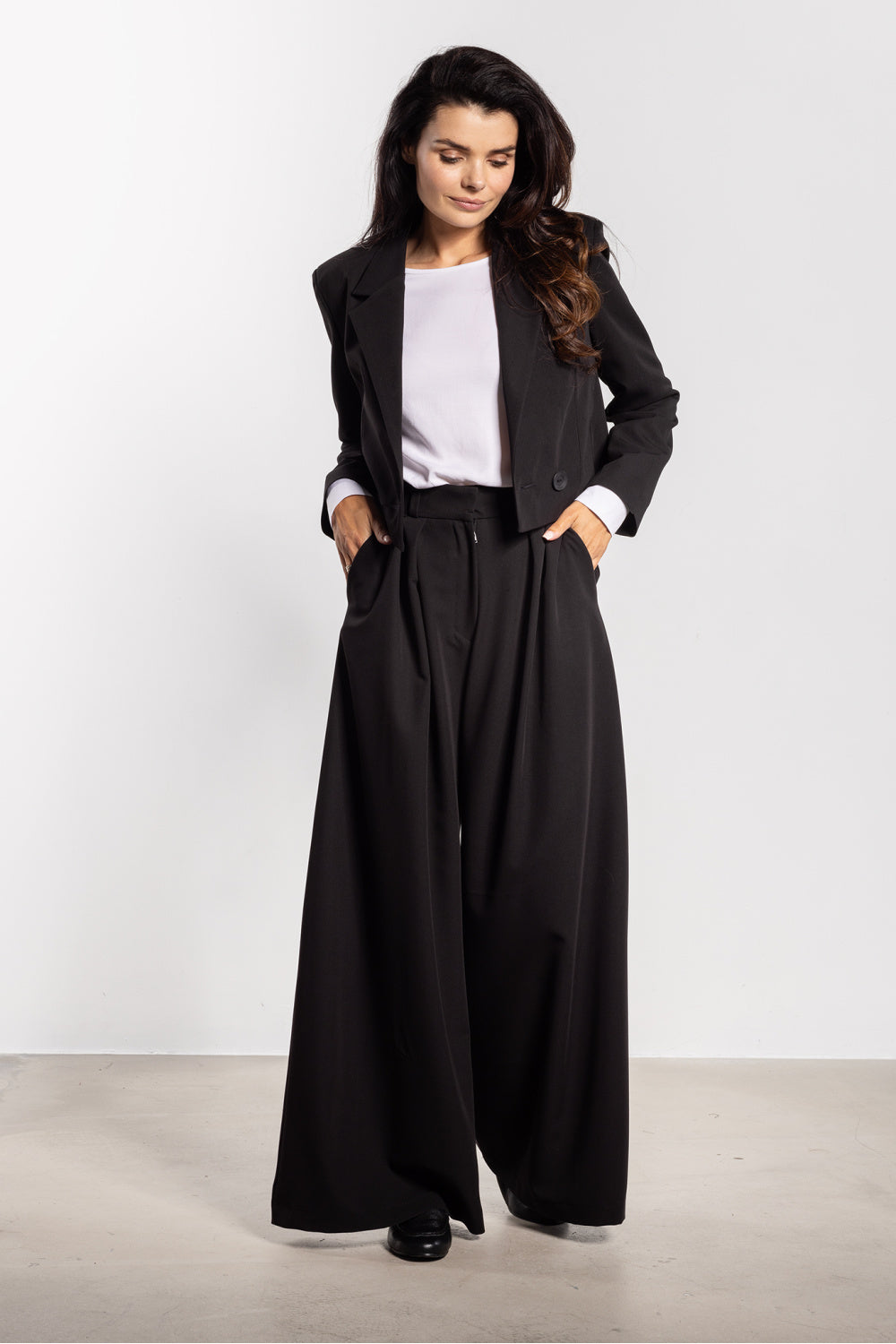 Awama Black Flared High Waisted Trousers - view 2