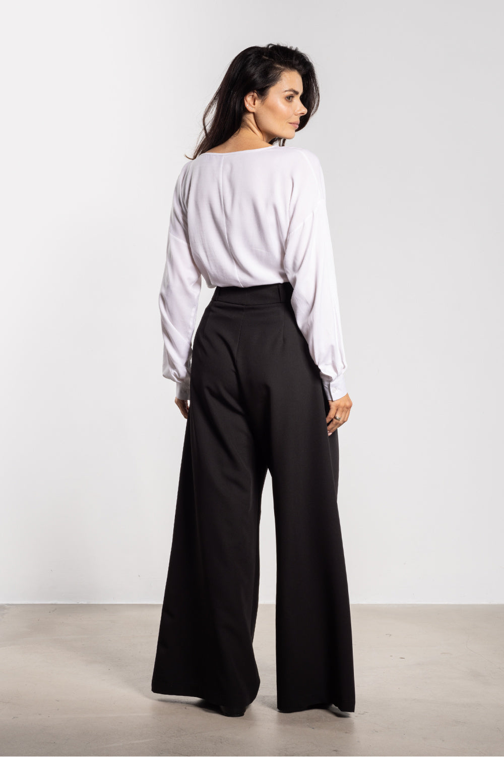 Awama Black Flared High Waisted Trousers - view 3