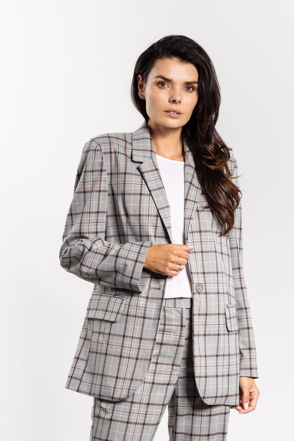 Awama Grey Collared Oversized Jacket - view 3