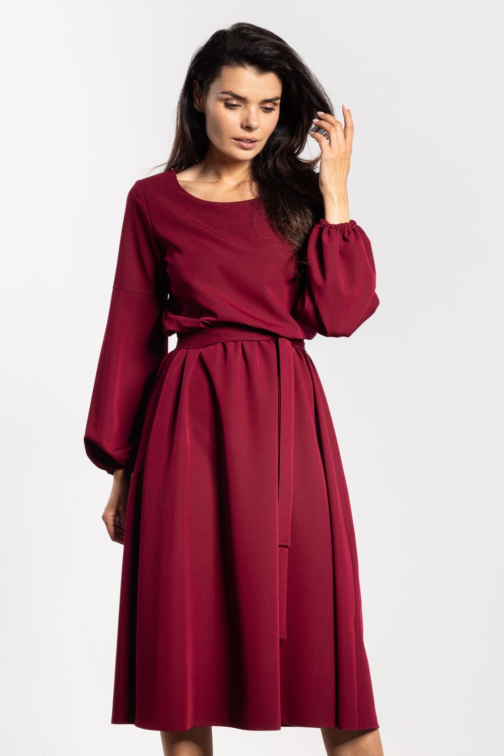 Awama Claret Midi Flared Dress