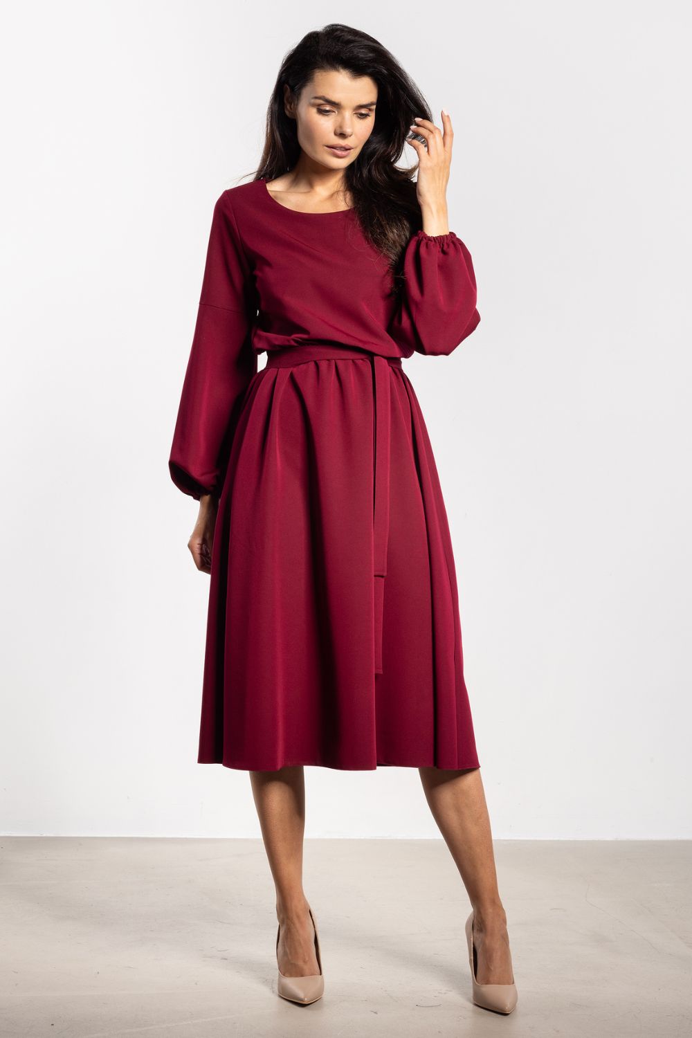 Awama Claret Midi Flared Dress - view 2