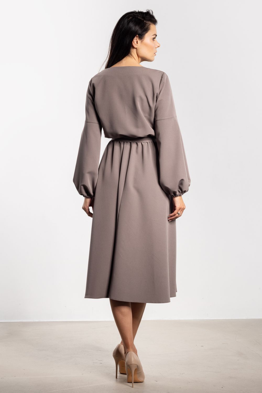 Awama Taupe Midi Flared Dress - view 3