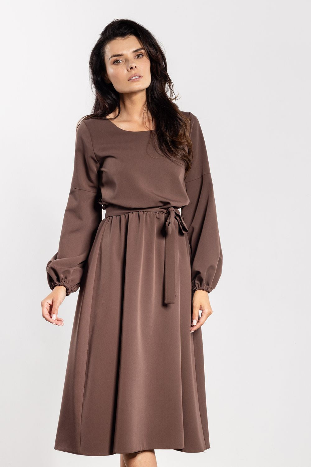 Awama Chocolate Midi Flared Dress