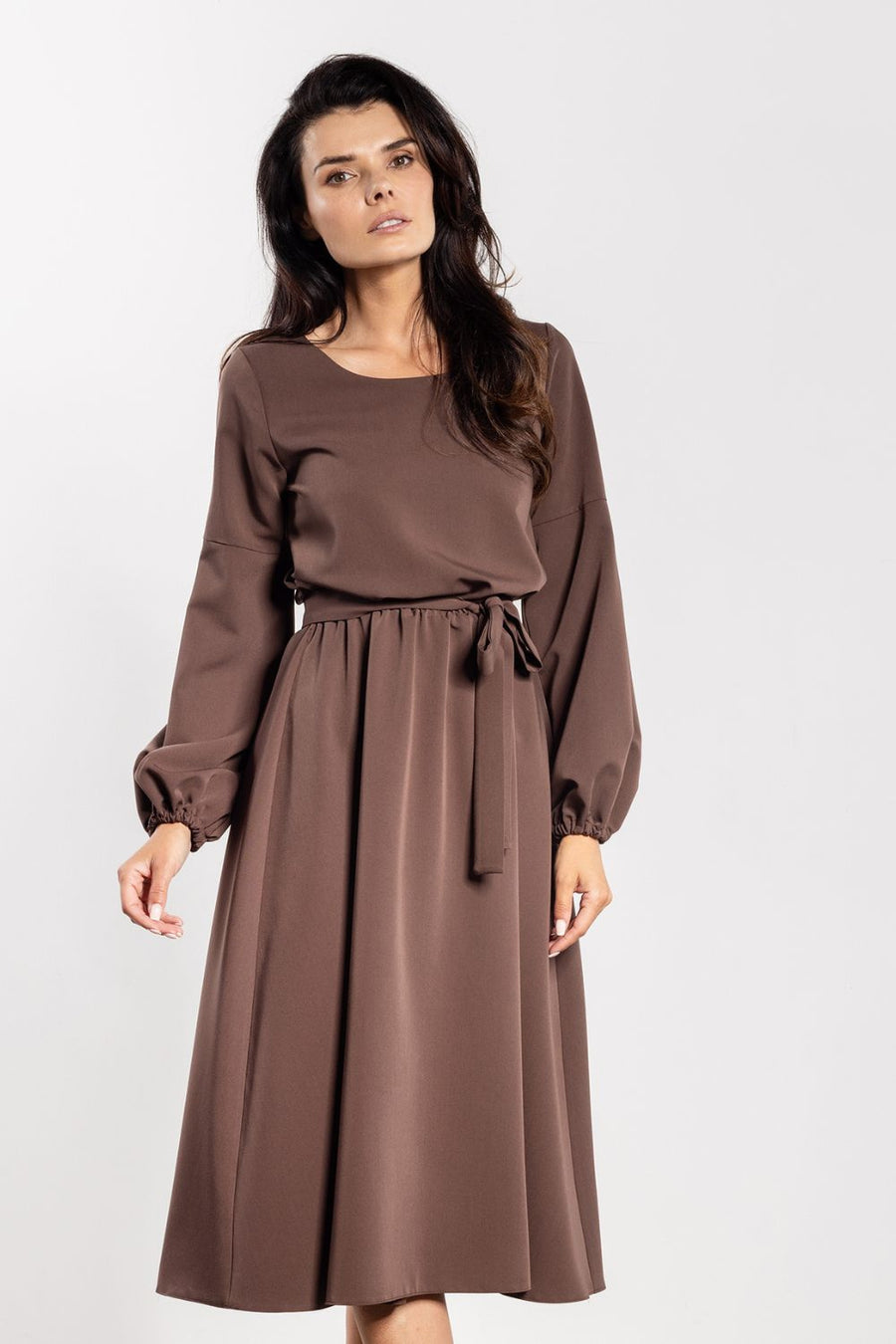 Awama Chocolate Midi Flared Dress