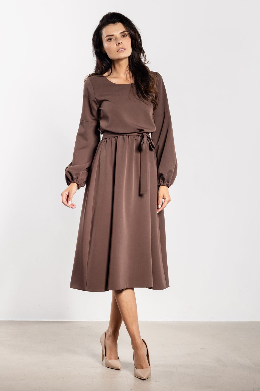Awama Chocolate Midi Flared Dress - view 2