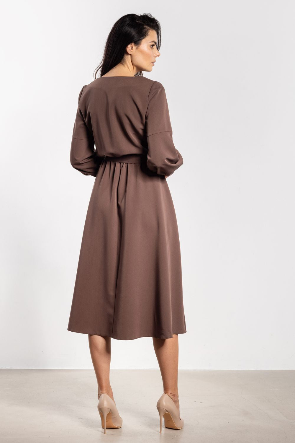 Awama Chocolate Midi Flared Dress - view 3