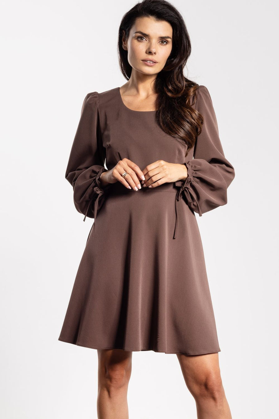 Awama Chocolate Mini Flared Dress