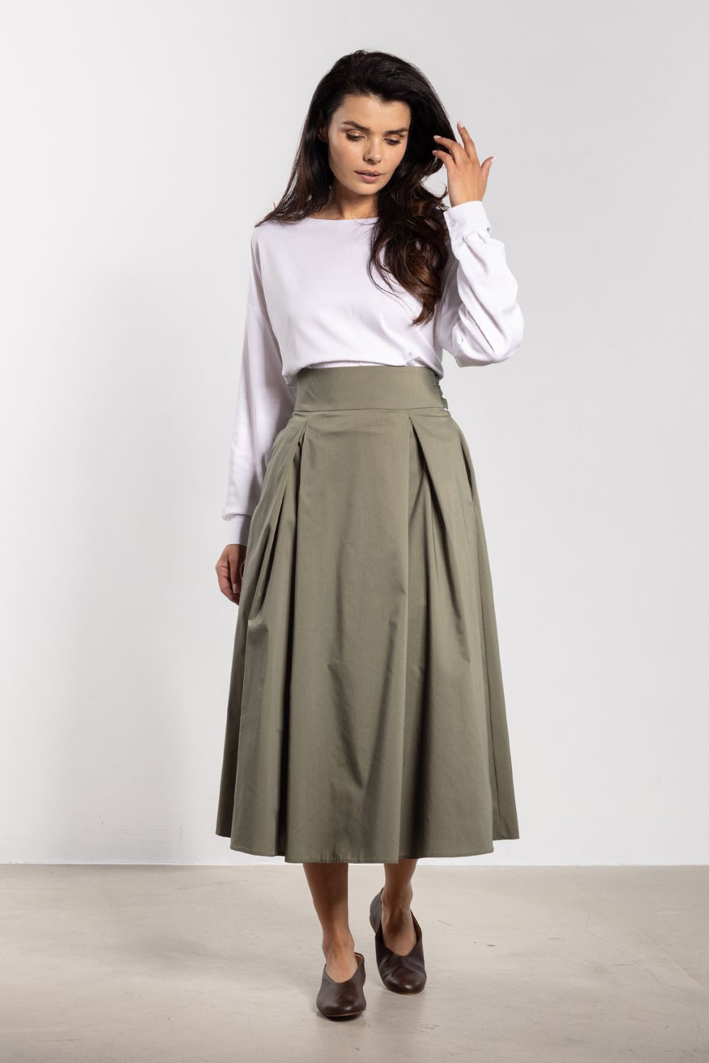Awama Sage Flared High Waisted Skirt